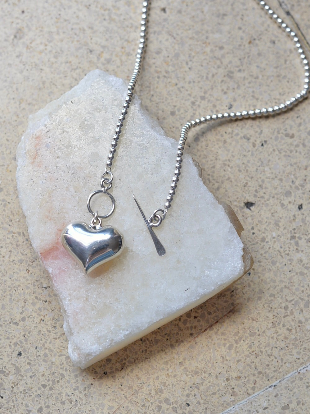 【1/22頃発送予定】Mexican Silver925 3mmボールビーズ ハートネックレス