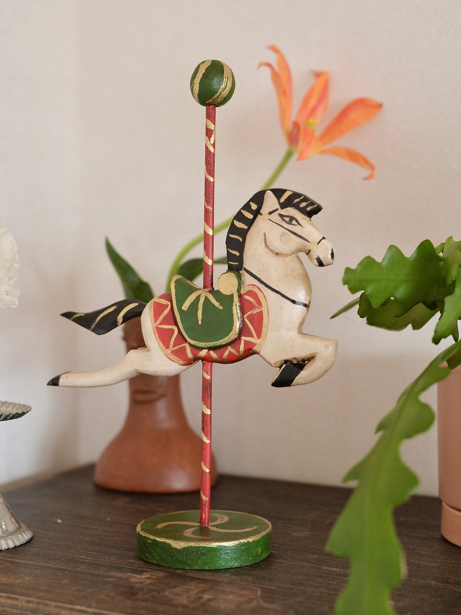 メキシコ 木製 オブジェ 馬