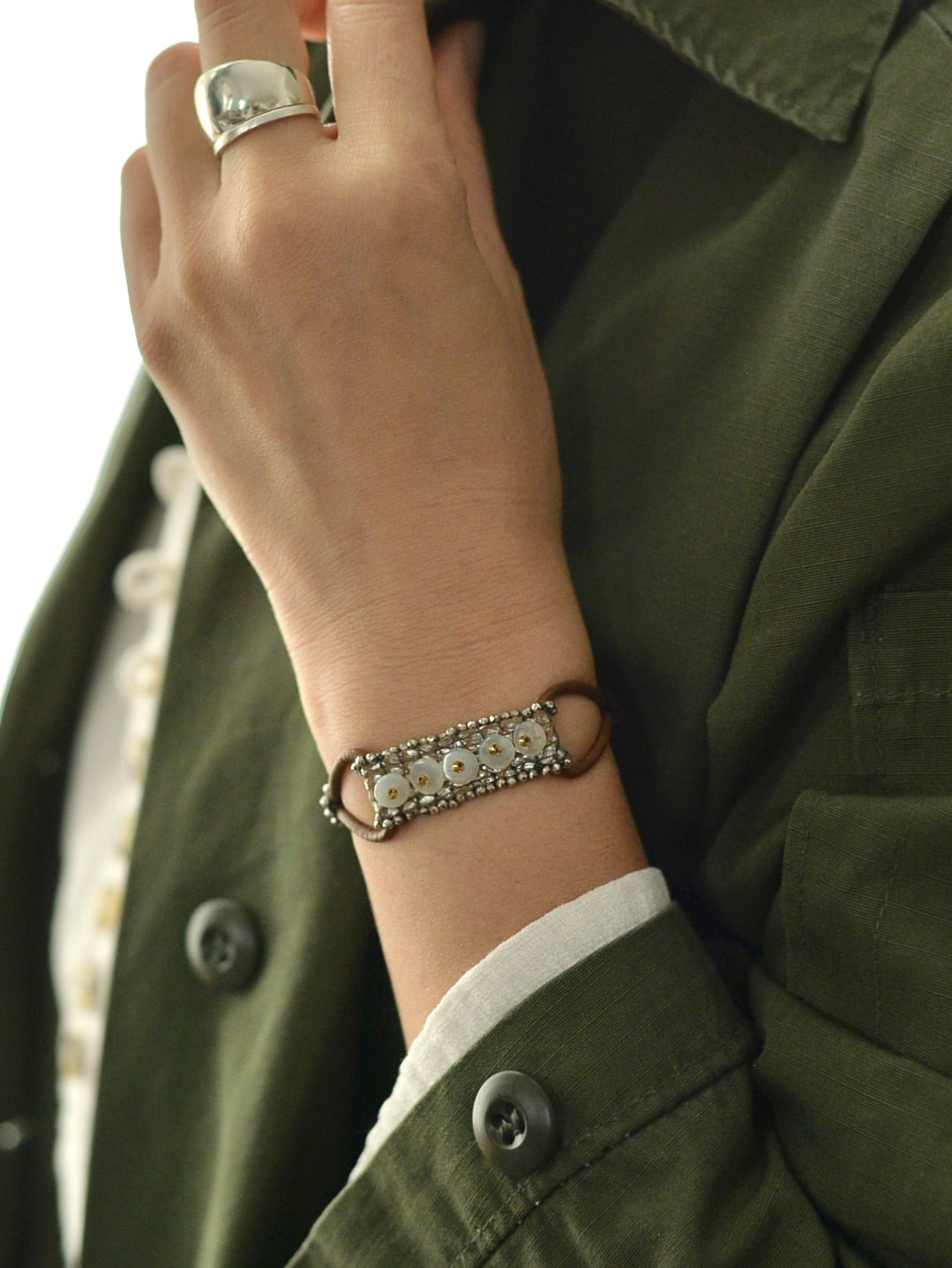 半貴石 レザーブレスレット