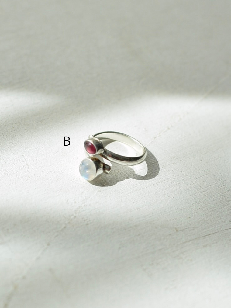 Mexicoアルパカ ダブルストーンリング