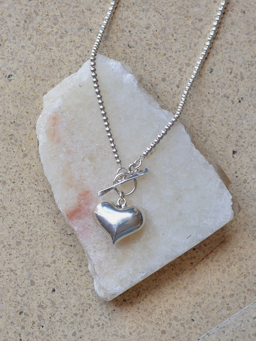 【1/22頃発送予定】Mexican Silver925 3mmボールビーズ ハートネックレス