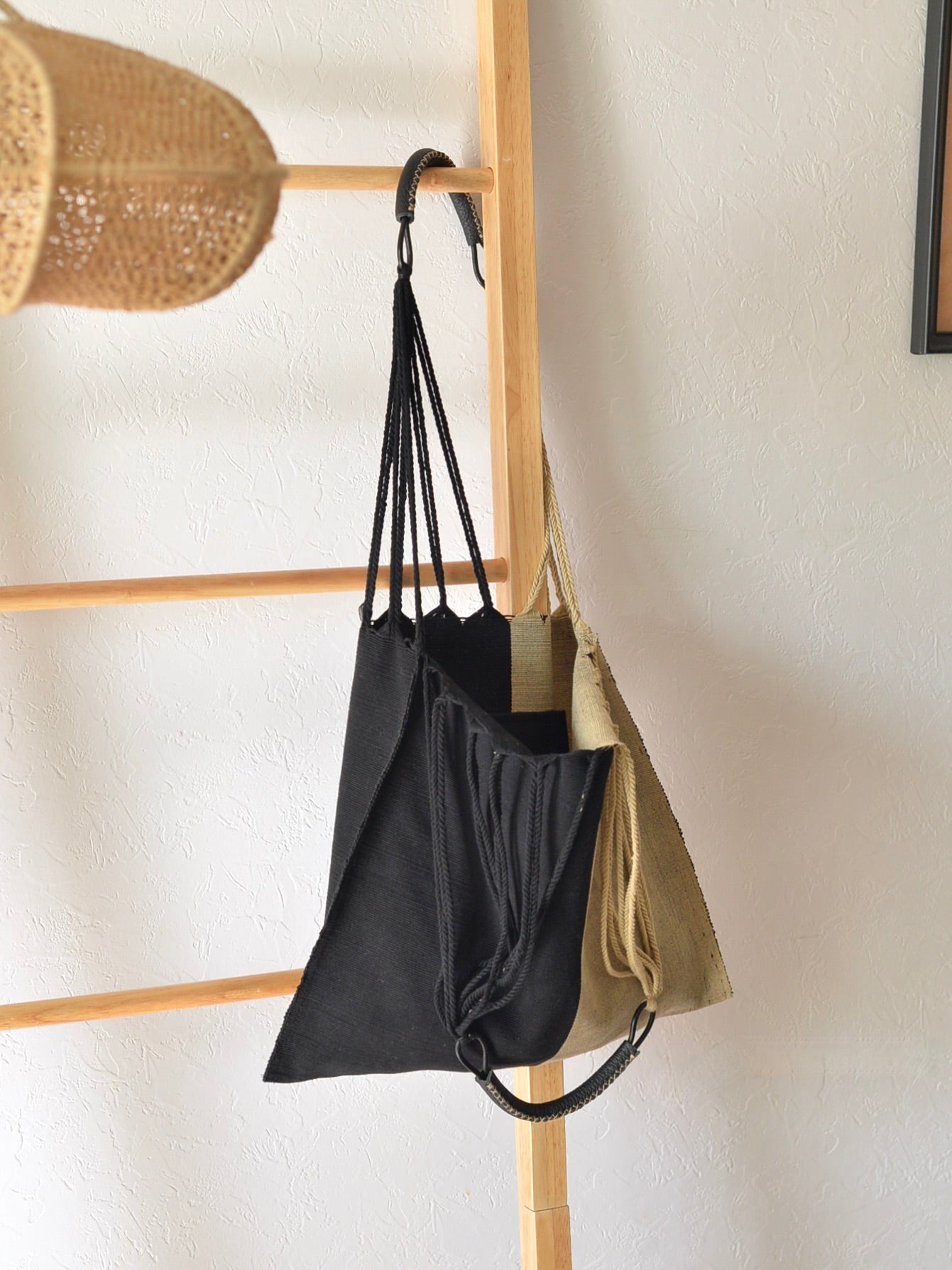 メキシコ ハンモックバッグ レザーハンドル ツートン