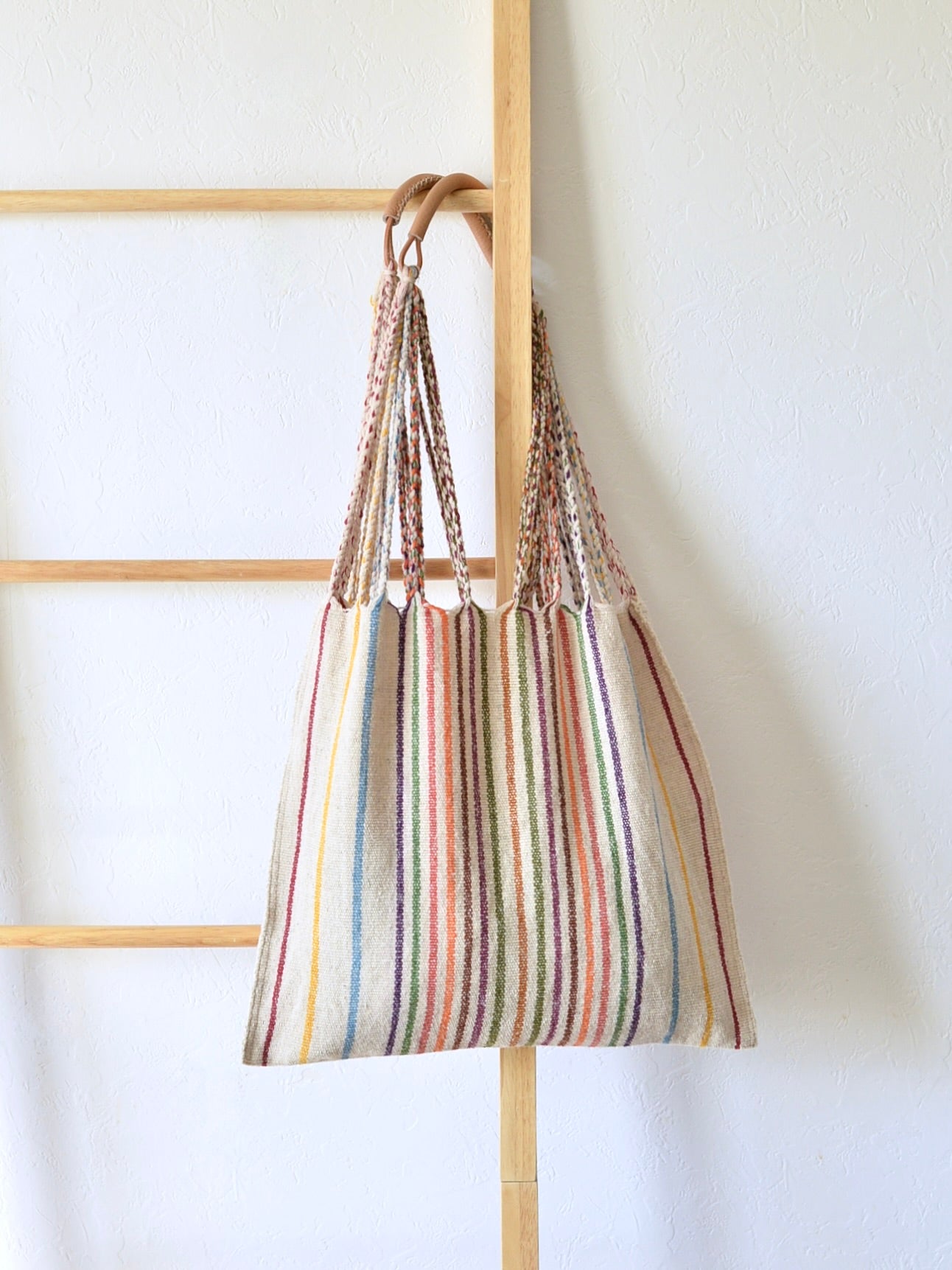 メキシコ ウール ハンモックバッグ レザーハンドル