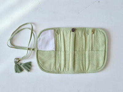 Block-print cotton jewelry pouch 
