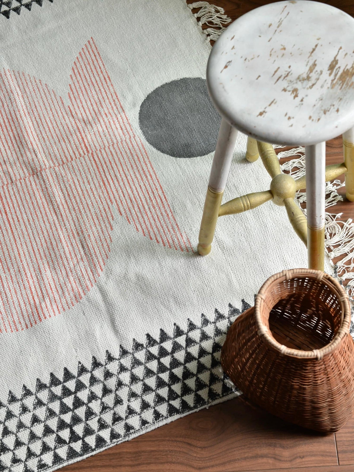 ハンドブロックプリント コットンラグ