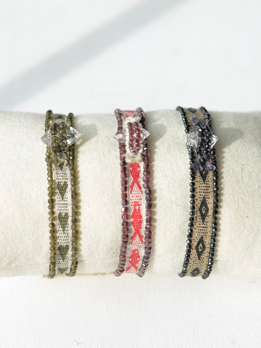 ハーキマーダイヤモンド 手織りブレスレット