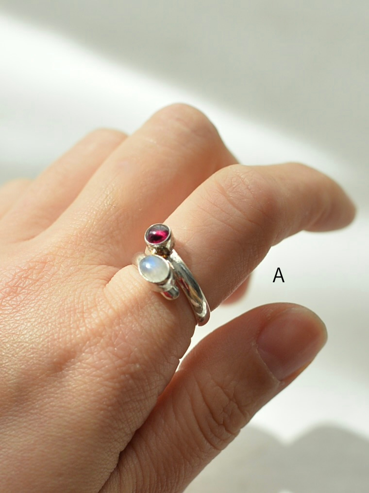 Mexicoアルパカ ダブルストーンリング