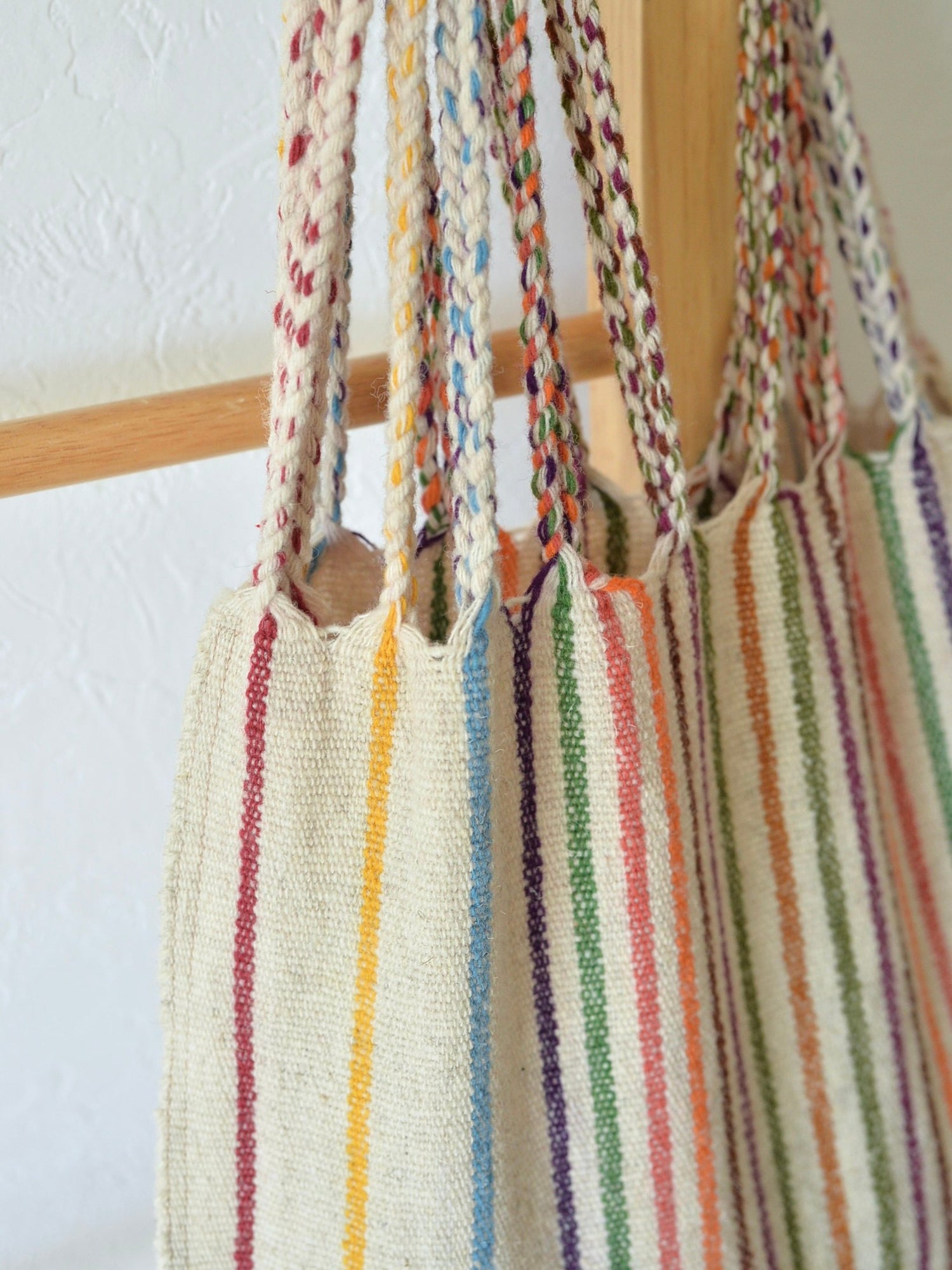 メキシコ ウール ハンモックバッグ レザーハンドル