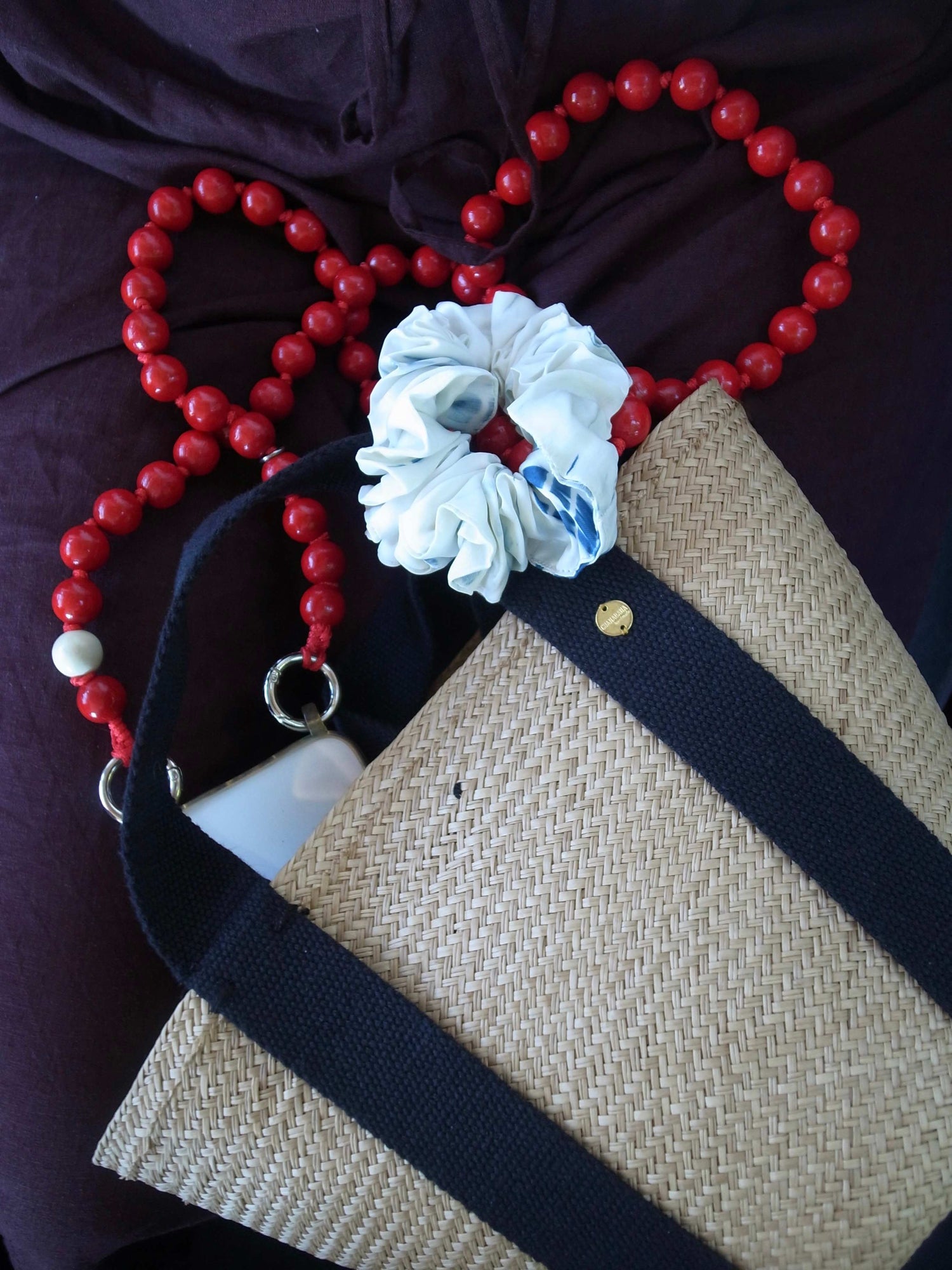 GUANABANA テープハンドル 2way かごバッグ Black & Navy