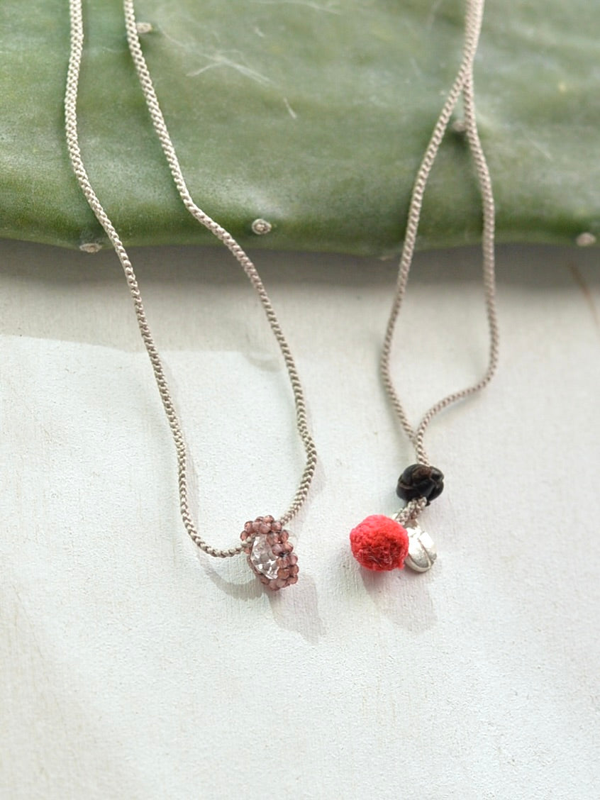 ハーキマーダイヤモンド&ガーネット 3way ネックレス