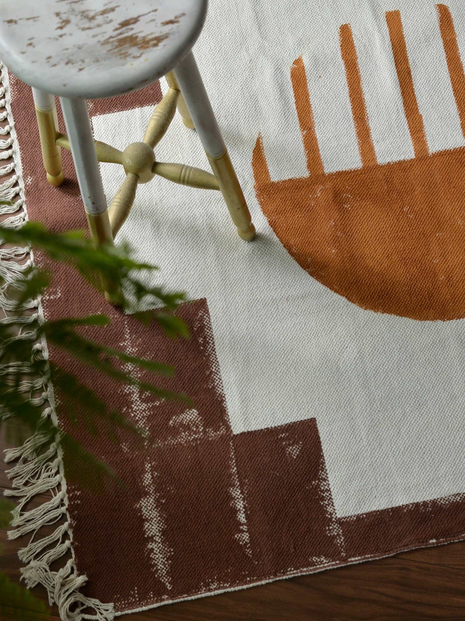 ハンドブロックプリント コットンラグ