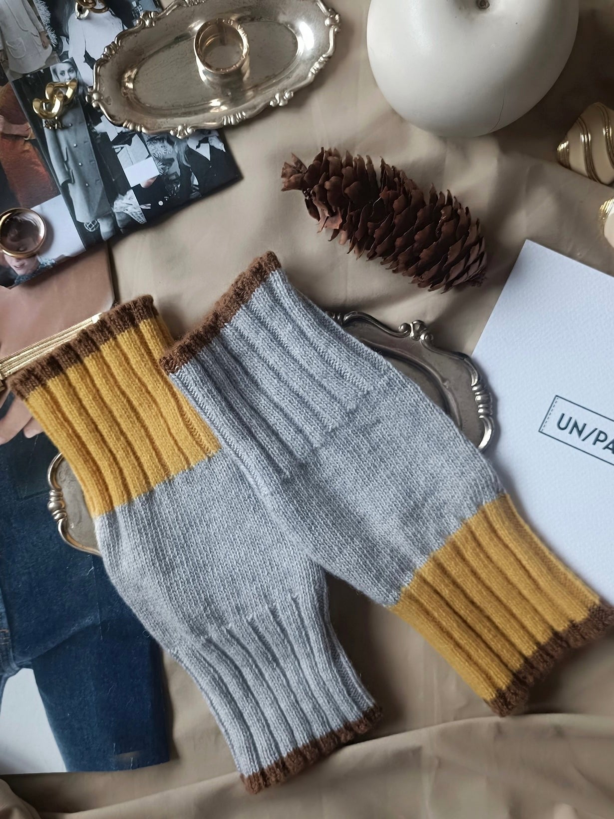 カシミヤブレンド ニット フィンガーレスグローブ ハンドウォーマー