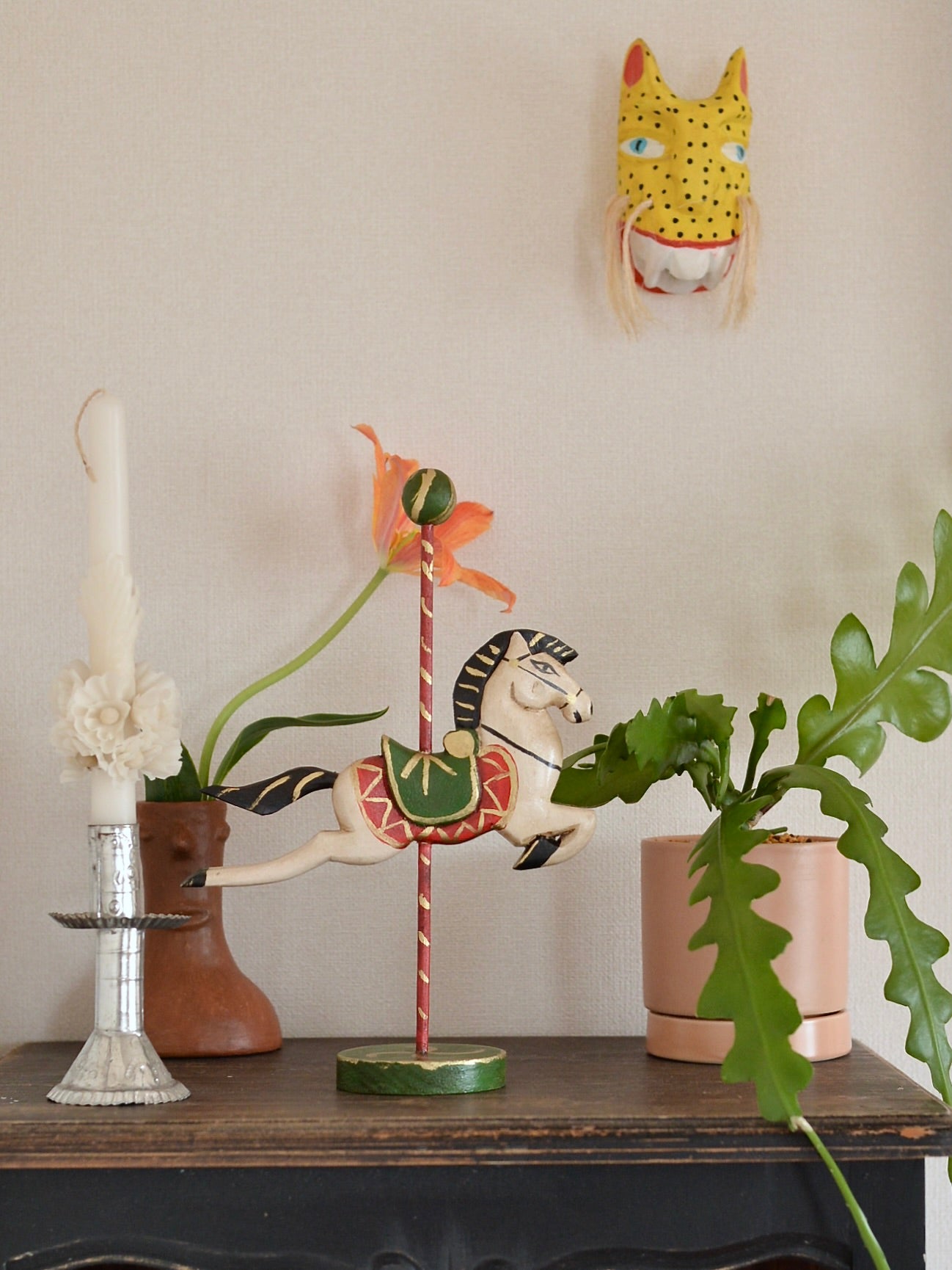 メキシコ 木製 オブジェ 馬