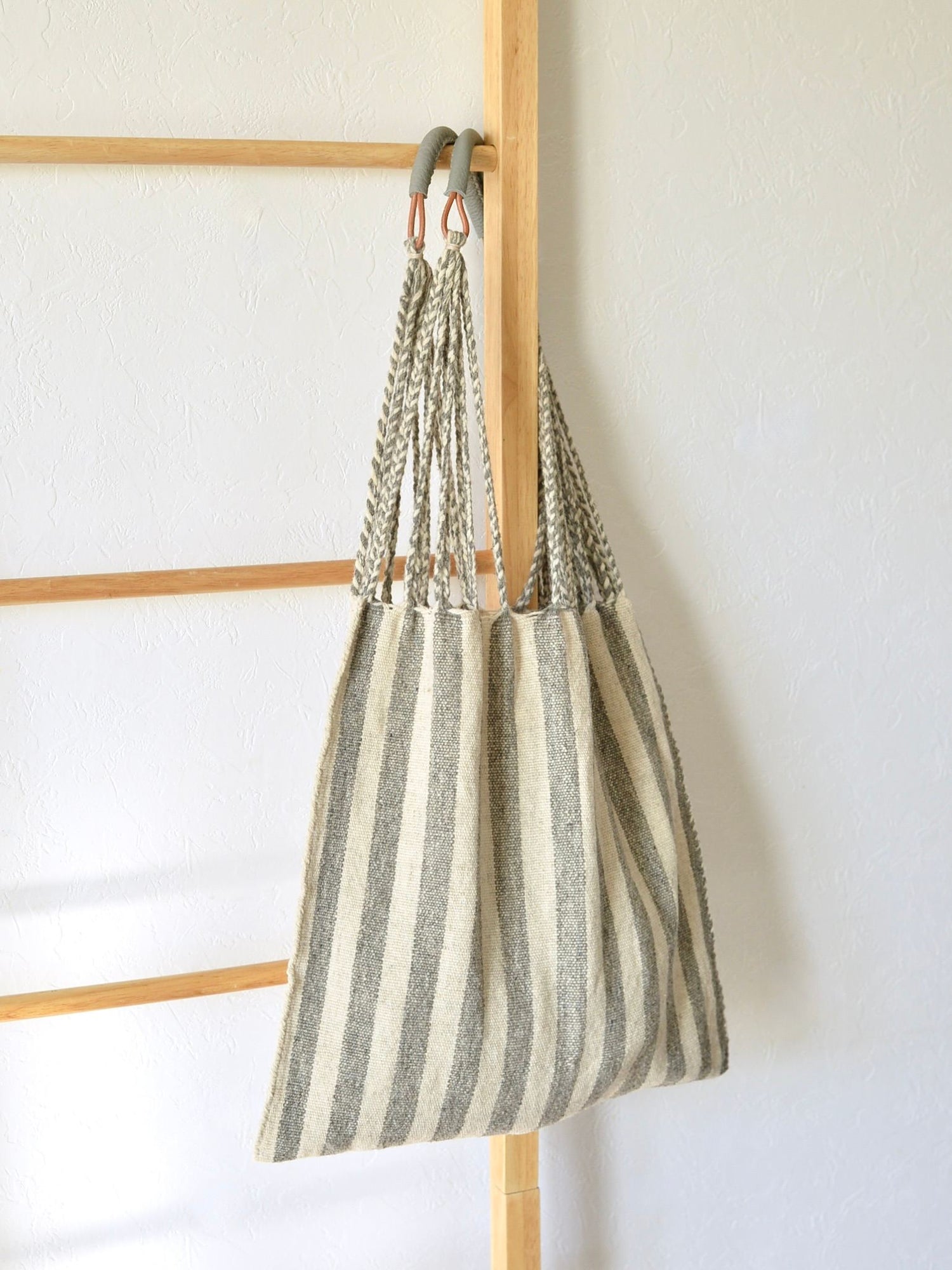 メキシコ ウール ハンモックバッグ レザーハンドル Gray