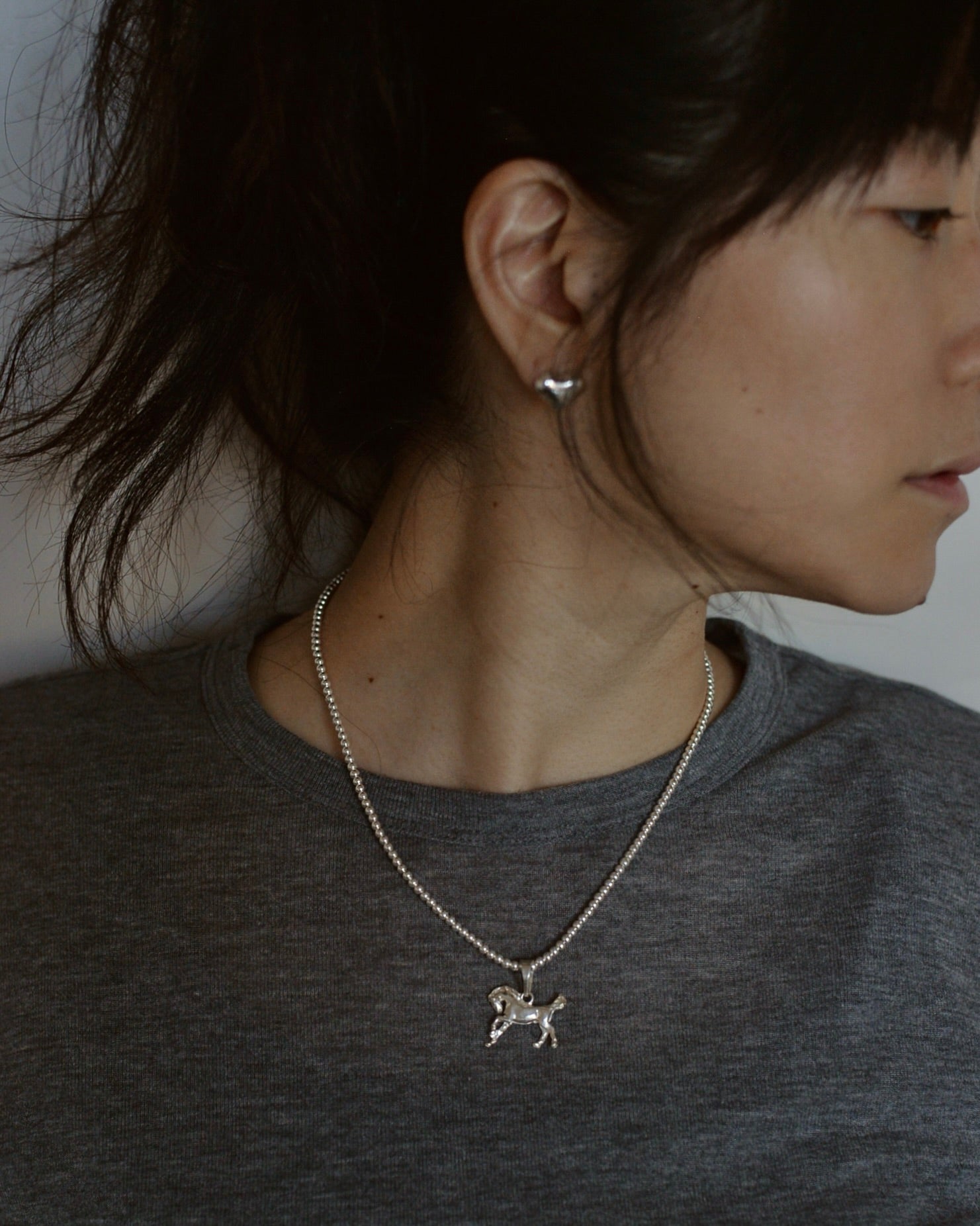 【1/22頃発送予定】Mexican Silver925 3mmボールビーズ Horseネックレス