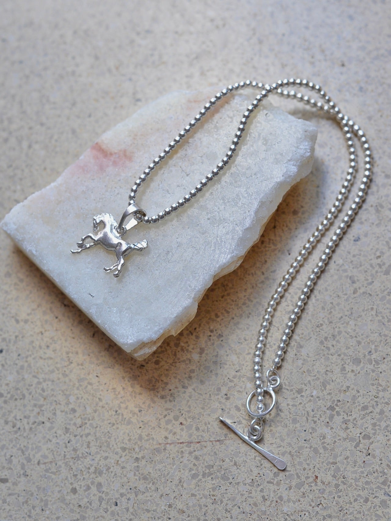 【1/22頃発送予定】Mexican Silver925 3mmボールビーズ Horseネックレス