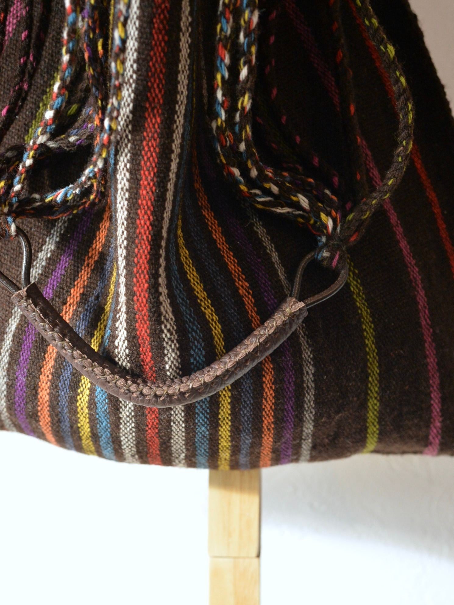 メキシコ ウール ハンモックバッグ レザーハンドル