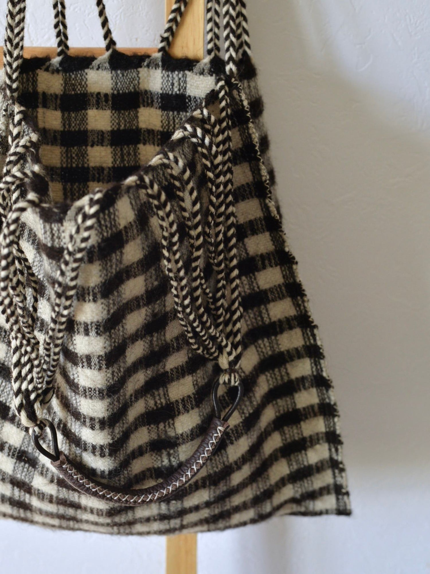 メキシコ ウール ハンモックバッグ レザーハンドル