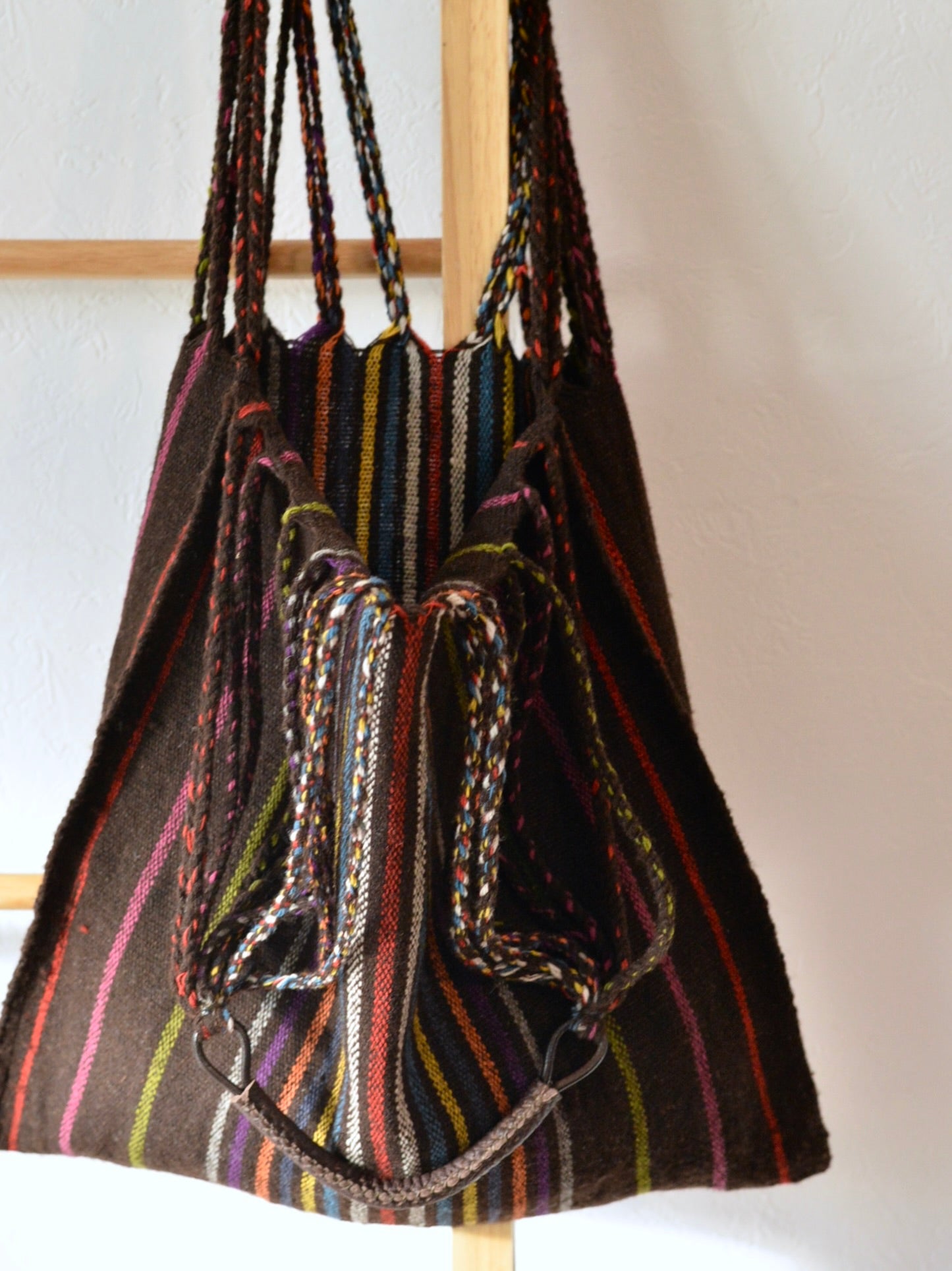 メキシコ ウール ハンモックバッグ レザーハンドル