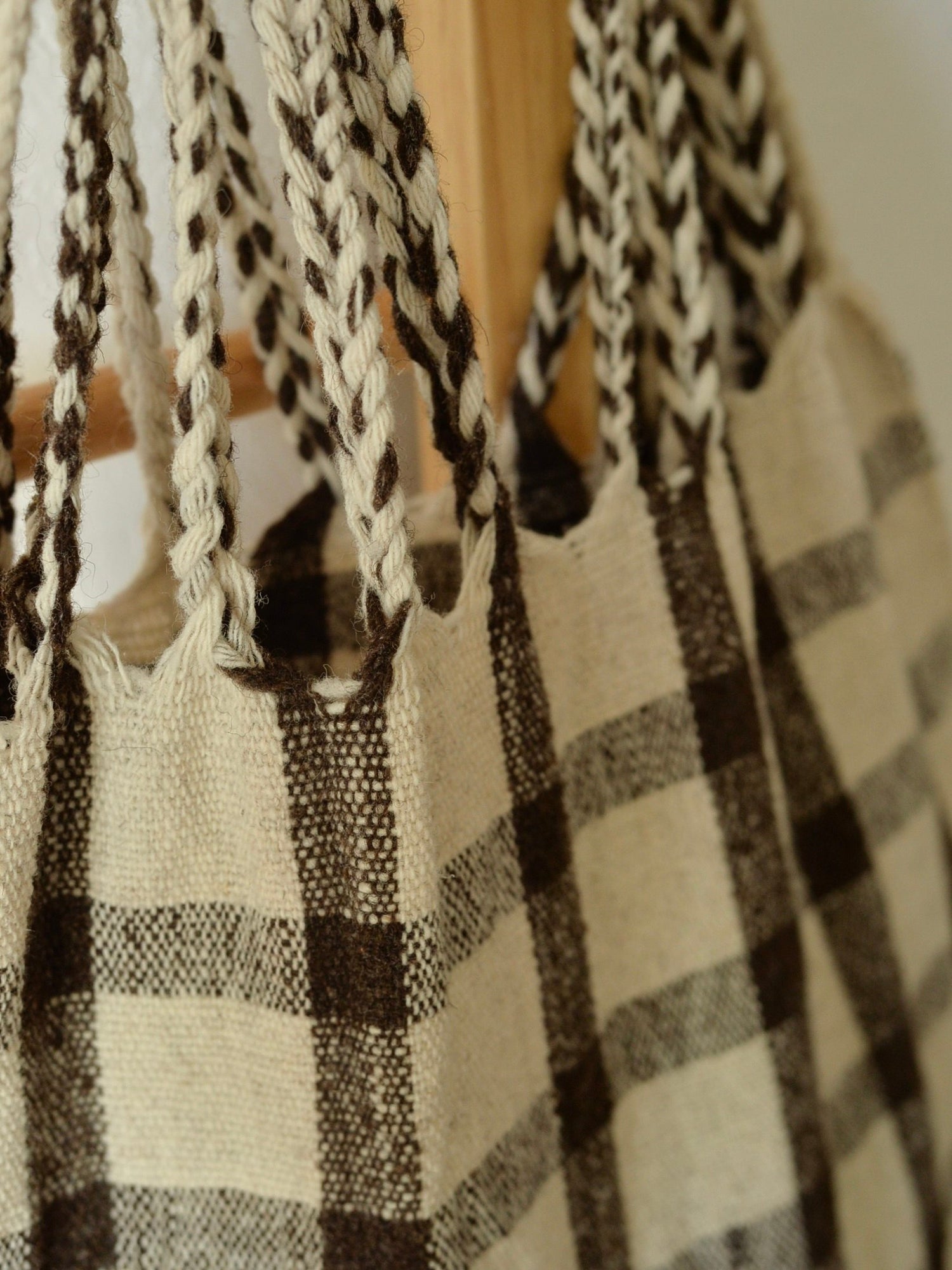 メキシコ ウール ハンモックバッグ レザーハンドル