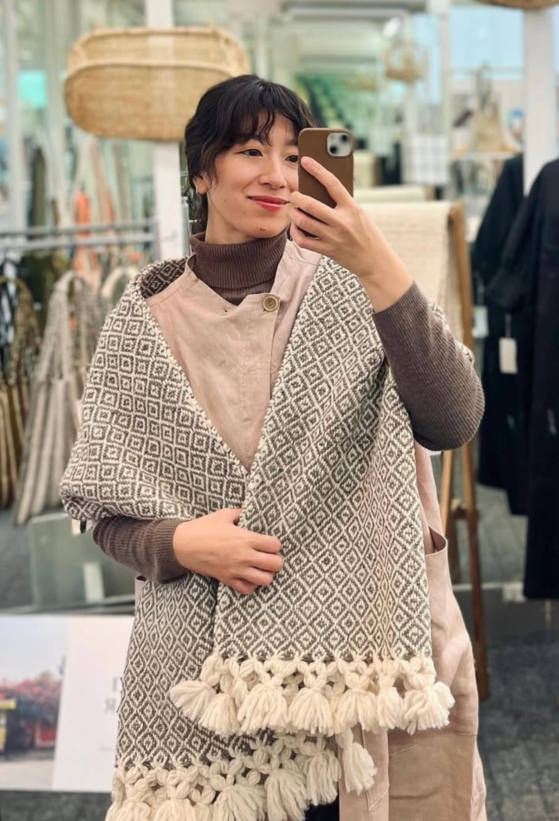 メキシコ ウール 大判ショール グレー