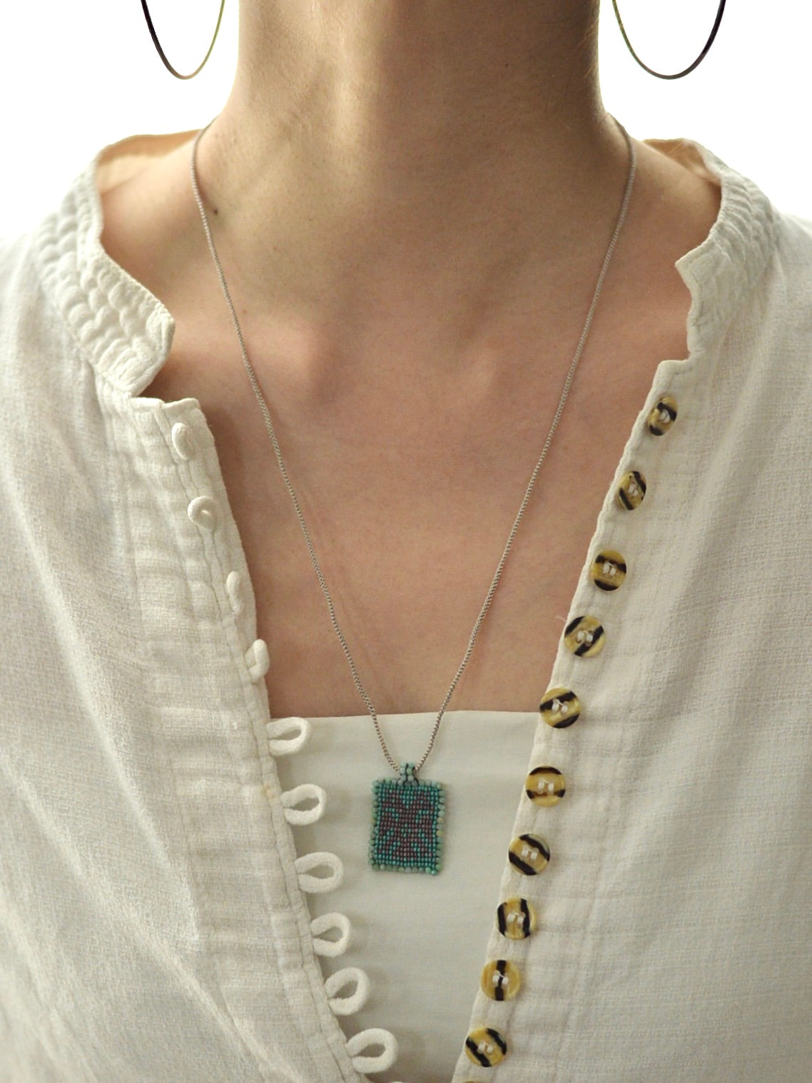エメラルド ビーズ刺繍 3way ネックレス