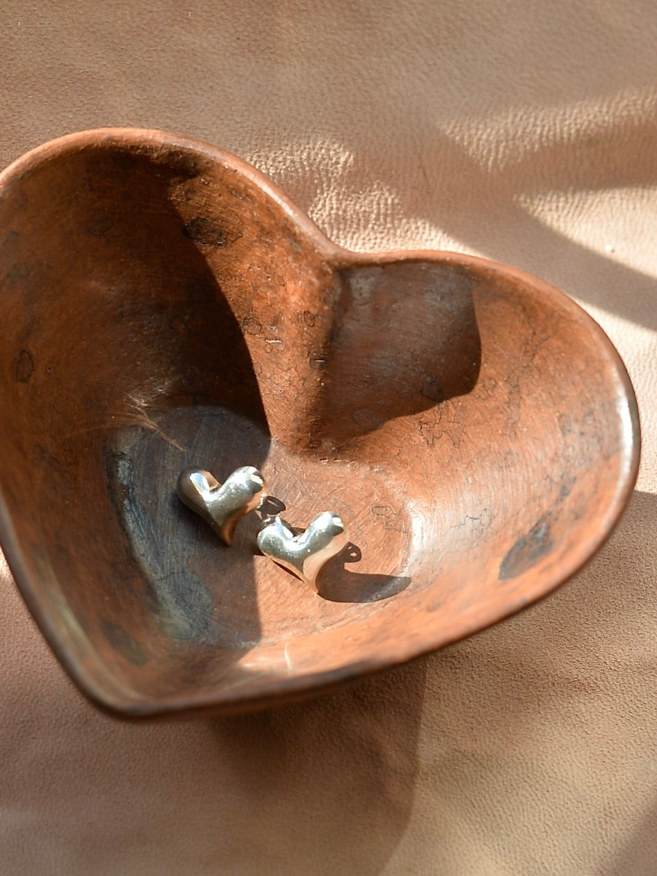 Mexican Silver925 ハートスタッドピアスM