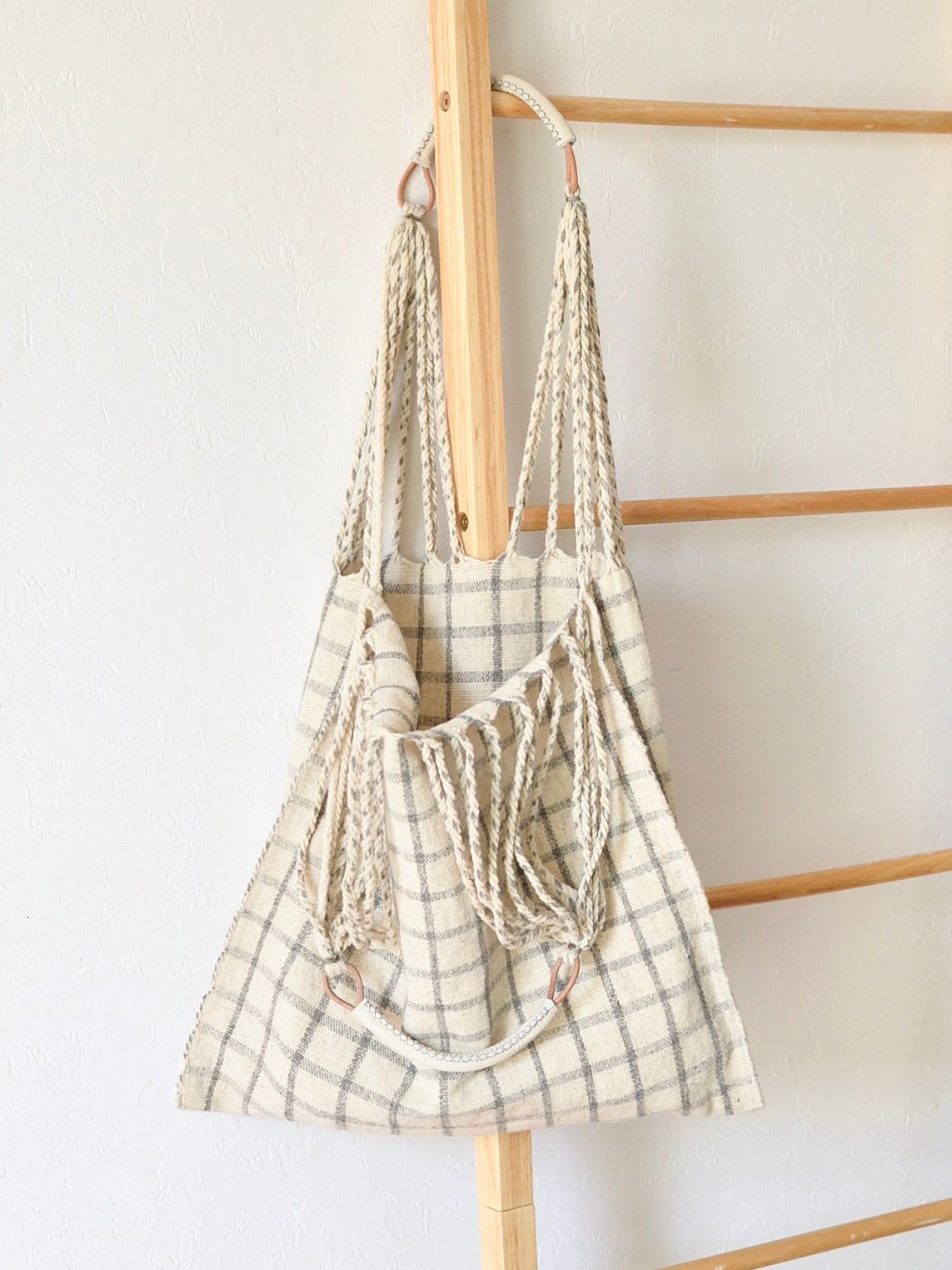 メキシコ ウール ハンモックバッグ レザーハンドル
