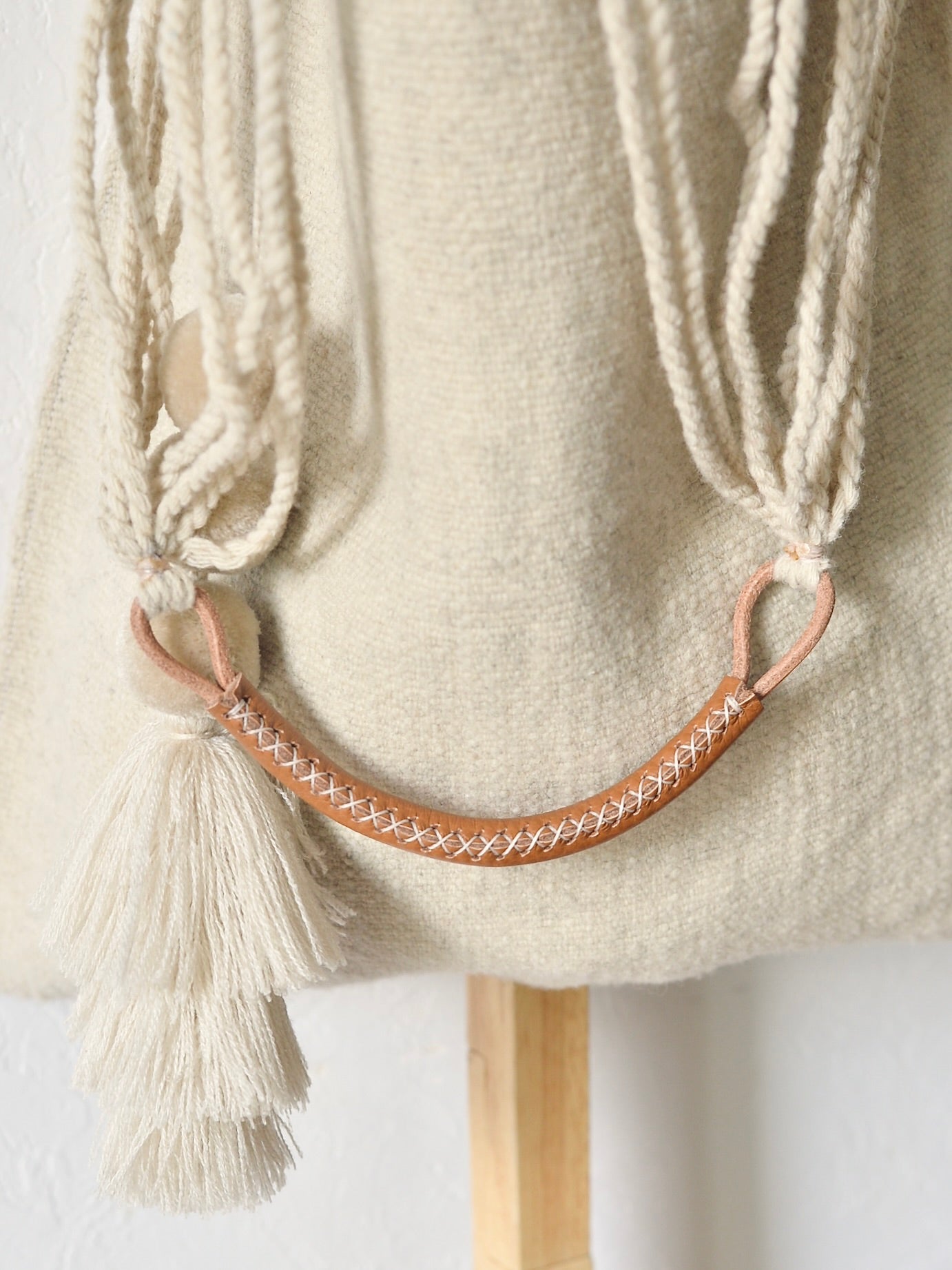 メキシコ ウール ハンモックバッグ レザーハンドル