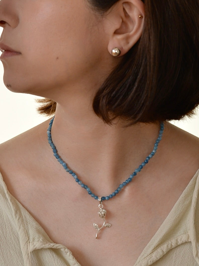 Mexican Silver925 La rosa アクアマリン＆オパール ネックレス