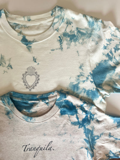 Indigo dyed tie-dye Corazon T-shirt 