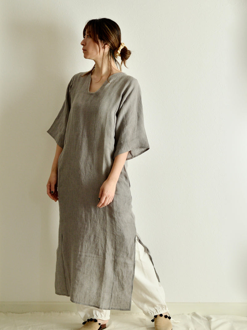 Linen Relaxed Dress Dark Charcoal 