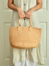 【残り1点】ケニア サイザルかごバッグ レザーハンドル