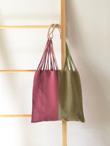 メキシコ ハンモックバッグ  ツートン レザーハンドル