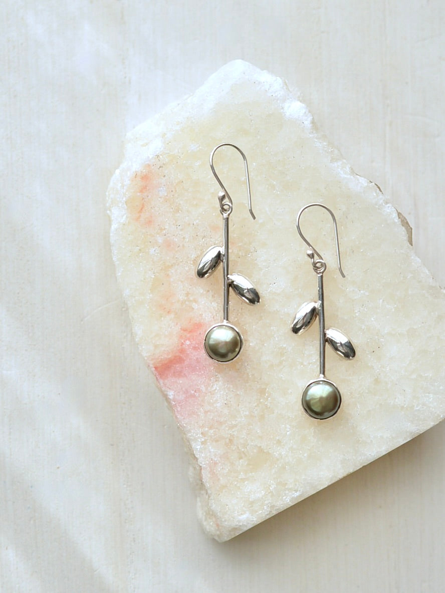 Mexican Silver925 リーフパールピアス