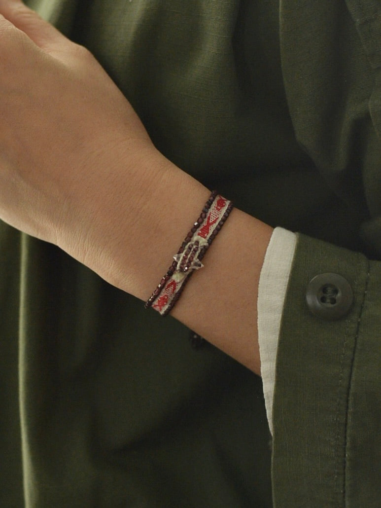 ハーキマーダイヤモンド 手織りブレスレット