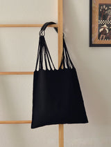 メキシコ ハンモックバッグ  レザーハンドル ブラック 無地