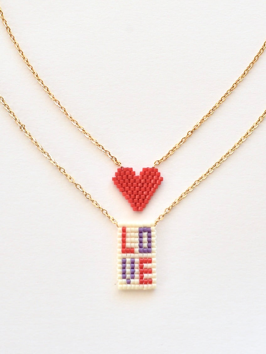 【再入荷】LOVE ビーズネックレス マルチカラー