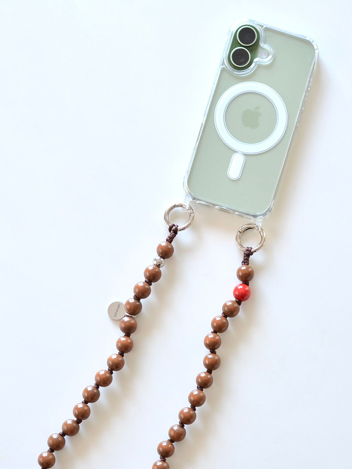 upbeads アップビーズスマホショルダー 携帯ストラップ 【モカ×レッド