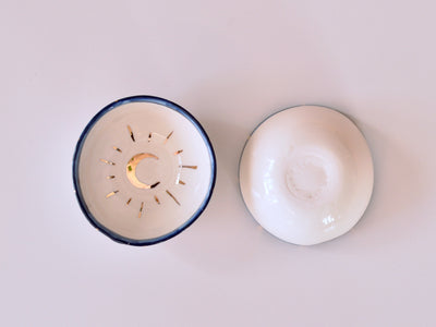 Crescent Moon Mini Bowl Accessory Case Pottery Blue 