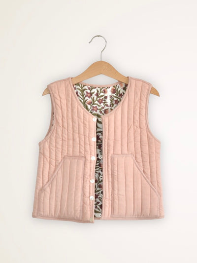 Kids Reversible Quilted Vest Pink 