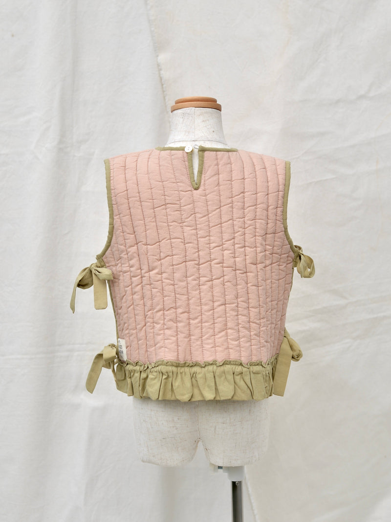 Kids Reversible Quilted Ribbon Vest Vegetable Dyed 