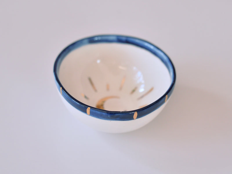 Crescent Moon Mini Bowl Accessory Case Pottery Blue 
