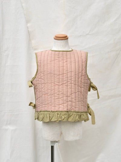 Kids Reversible Quilted Ribbon Vest Vegetable Dyed 