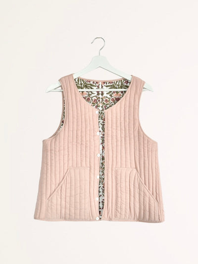 Reversible quilted vest pink 