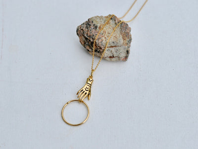 Hand with Hoop Necklace Gold 