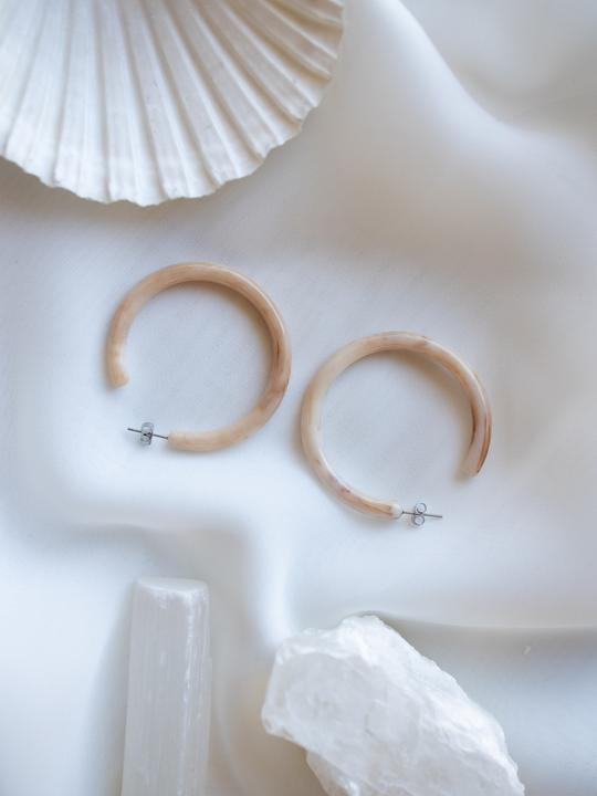 Sustainable hoop earrings Cream 