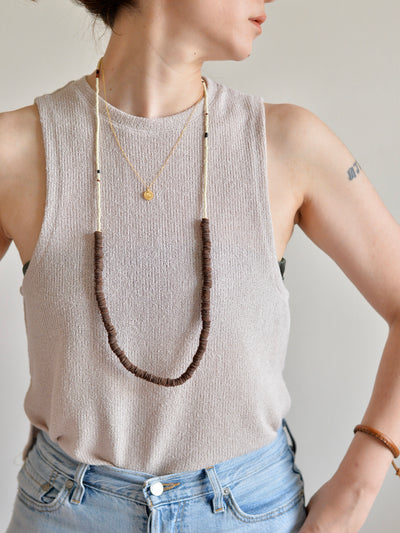 Traveler's upcycled long necklace 