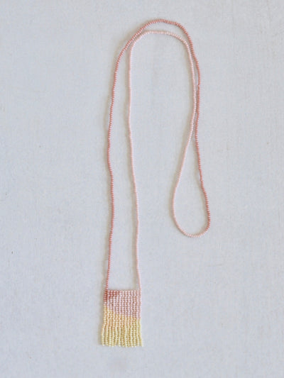 pink bead long necklace 