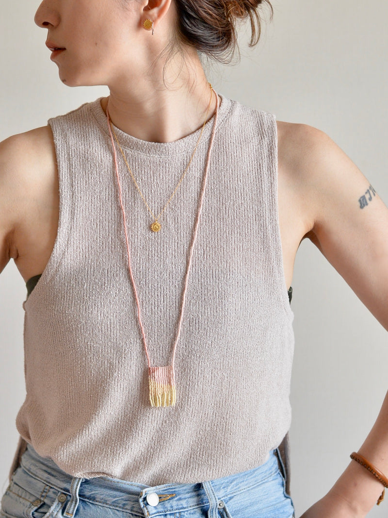 pink bead long necklace 